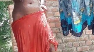 Indian wife bothing and fingering her virgin pussy