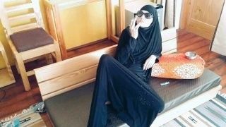 'Arabic Girl Smoking With Cock And Sperm On Her Beautiful Hijab Face'