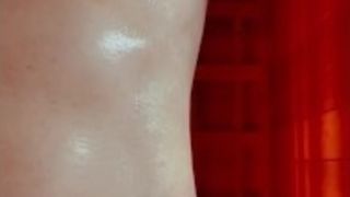 Sneaky orgasm in gym sauna.. trying not to be heard