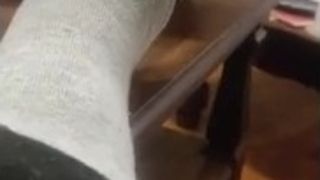 Wife riding rainbow dildo