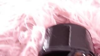 Rebecca Volpetti orgasm with vibrator, high heels, stockings