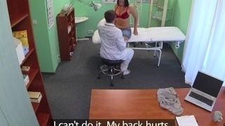FakeHospital busty cool milf gets plumbed on the examining table after strik