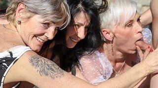 Three prosperous grandmothers craving for cum