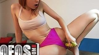 Mimi Boom Finds The Banana Too soft To Put In Her fuckbox So She decides To Use Her humungous dildo