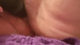 Using a vibrator on my wet pussy with a plug in my ass