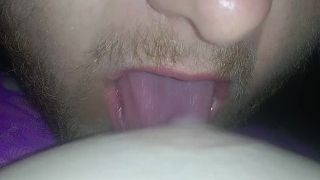 Perky nipple gets sucked and licked