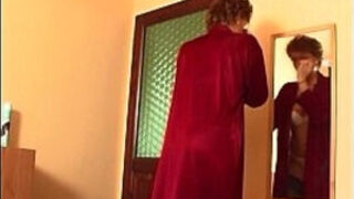 Ginger-haired grannie In Laced pantyhose boinks youthfull pipe