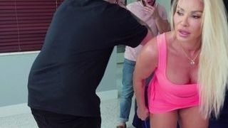 Yam-sized boob juices Pie behind the scenes With huge-chested blonde milf Robbin Banx