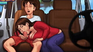 Summertime Saga - big-chested step-mom deep throats a enormous stiffy and gives the finest muddy fellatio