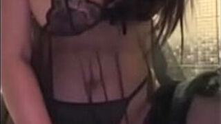 Peeking at my big-boobed step-mother in tights in the douche