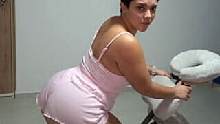 Cougar step-mother gets a rubdown from her sonny &OpenCurlyDoubleQuote;I just want you to take the muscle tension out of my ass”